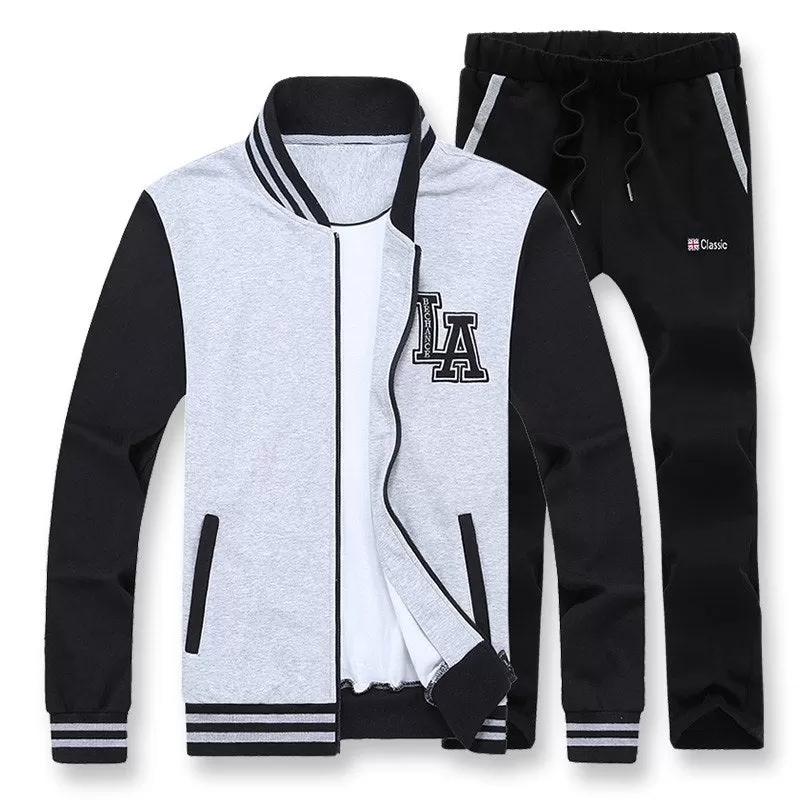 Thermal Men Hoodies Suits Baseball Style Sweater Set