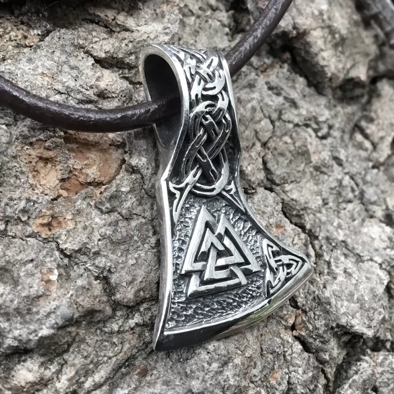 Valknut Axe Pendant - Sterling Silver