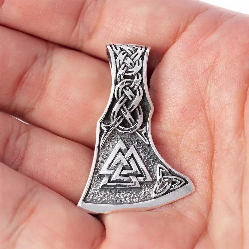 Valknut Axe Pendant - Sterling Silver