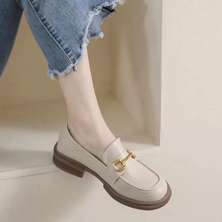 W105-6 Low Heel Outdoor Leather Loafers: Women's Casual Shoes