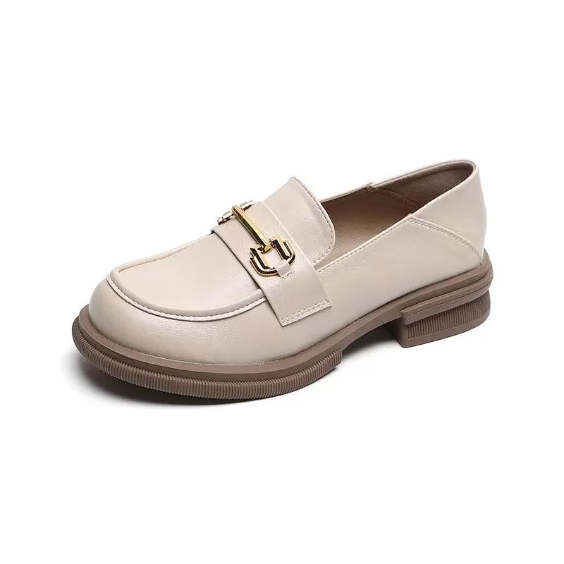 W105-6 Low Heel Outdoor Leather Loafers: Women's Casual Shoes