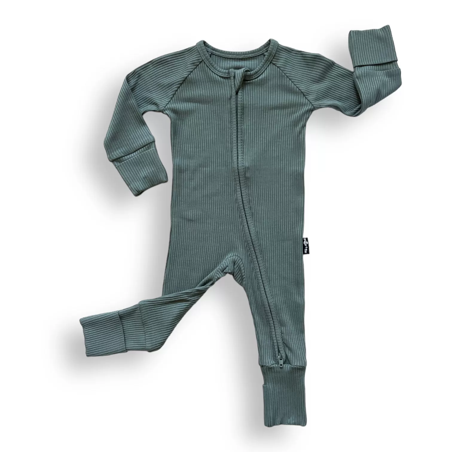 ZIP ROMPER - Slate Ribbed